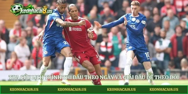 Tra cứu lịch trình thi đấu theo ngày và giải đấu để theo dõi
